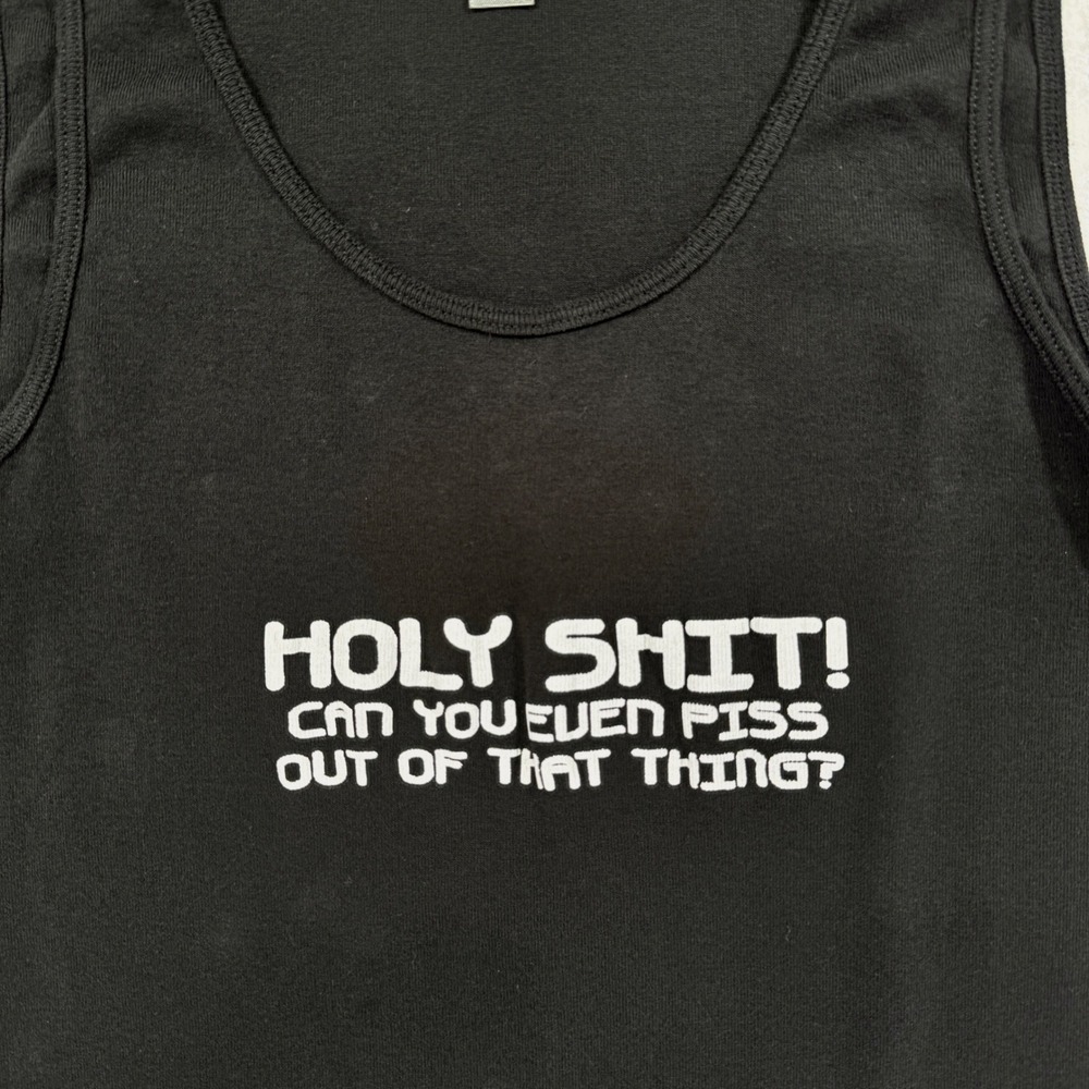 Womens Black Graphic Tank Top Medium Holy S#*%‎ Funny Sarcastic Sassy Rude Humor